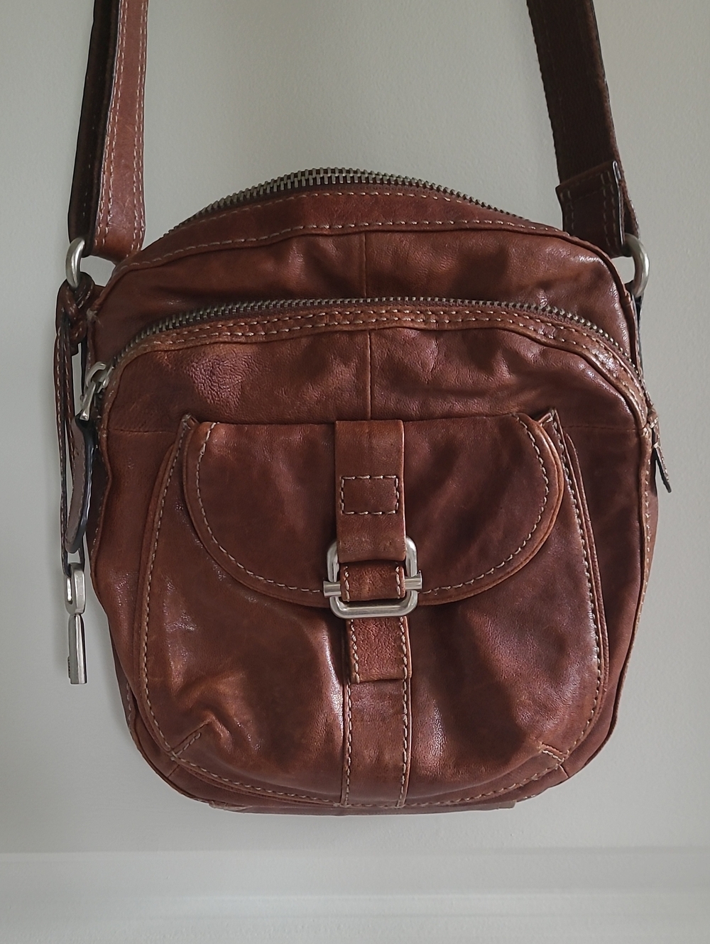 Fossil Brown Leather Crossbody Messenger Bag